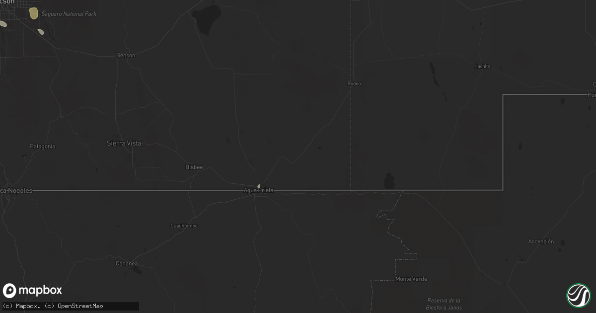 Hail map in Douglas, AZ on August 8, 2024