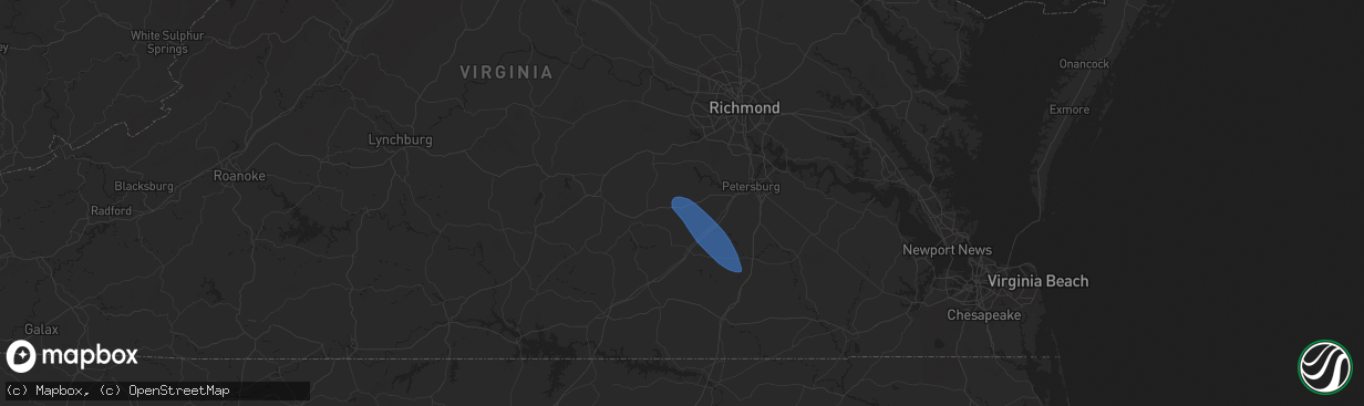 Hail map in Ford, VA on August 8, 2024