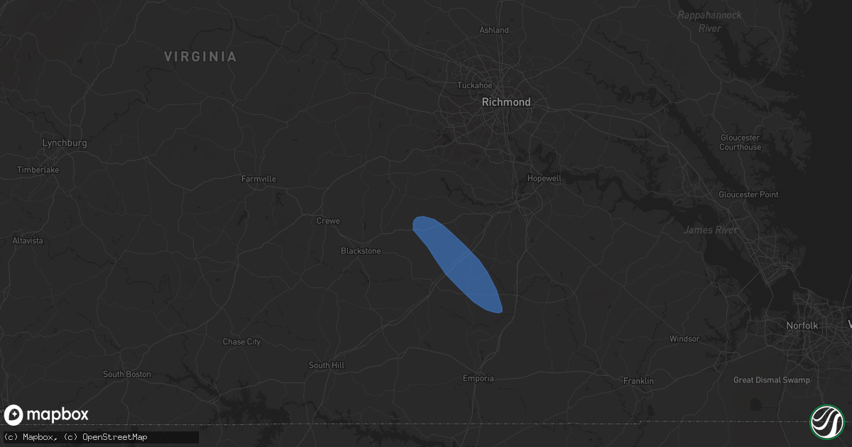 Hail map in Ford, VA on August 8, 2024