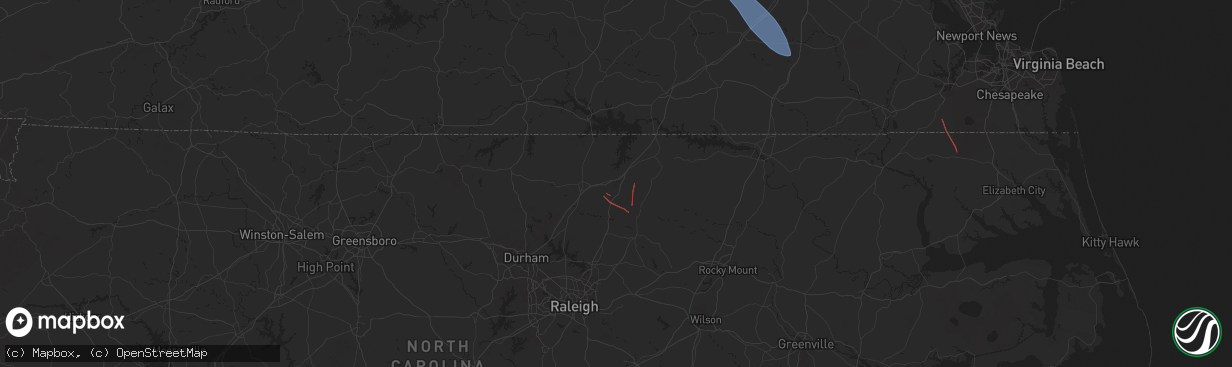 Hail map in Henderson, NC on August 8, 2024