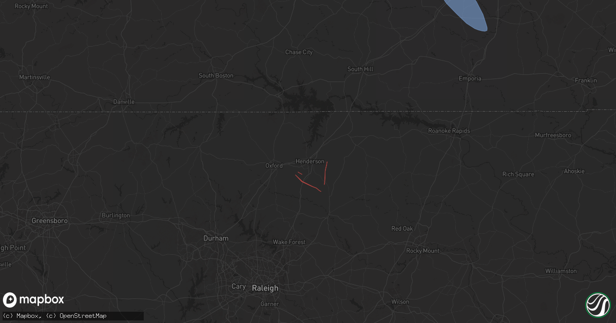 Hail map in Henderson, NC on August 8, 2024