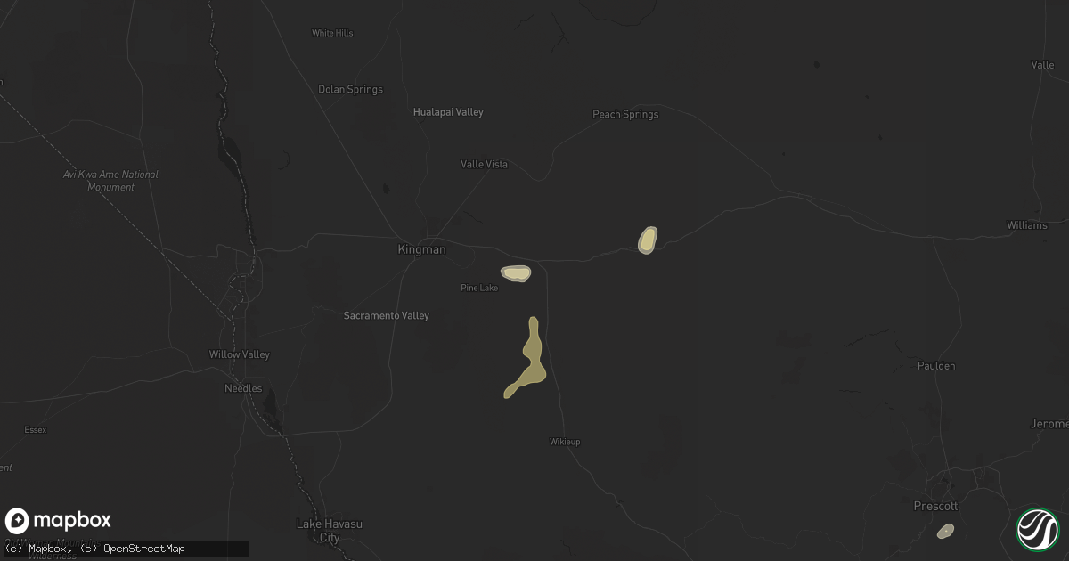 Hail map in Kingman, AZ on August 8, 2024