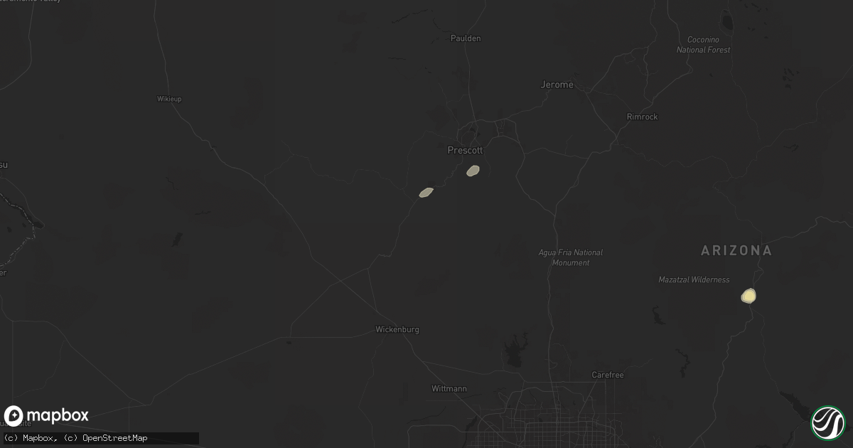 Hail map in Kirkland, AZ on August 8, 2024