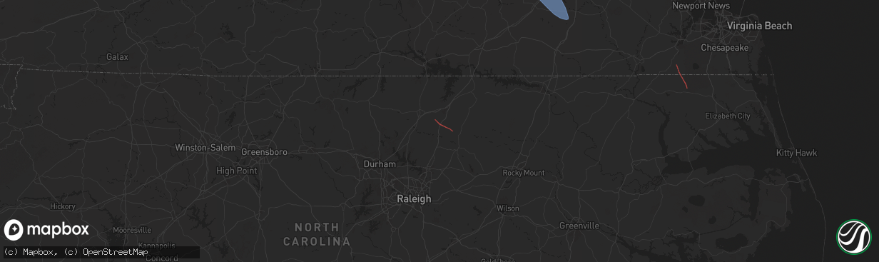 Hail map in Kittrell, NC on August 8, 2024