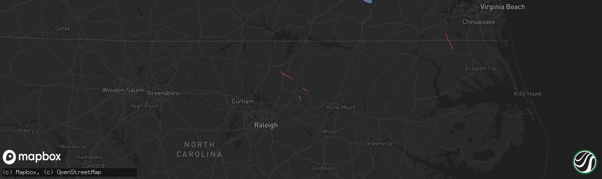 Hail map in Louisburg, NC on August 8, 2024