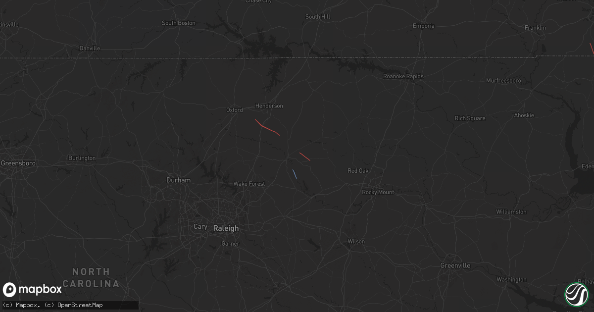 Hail map in Louisburg, NC on August 8, 2024