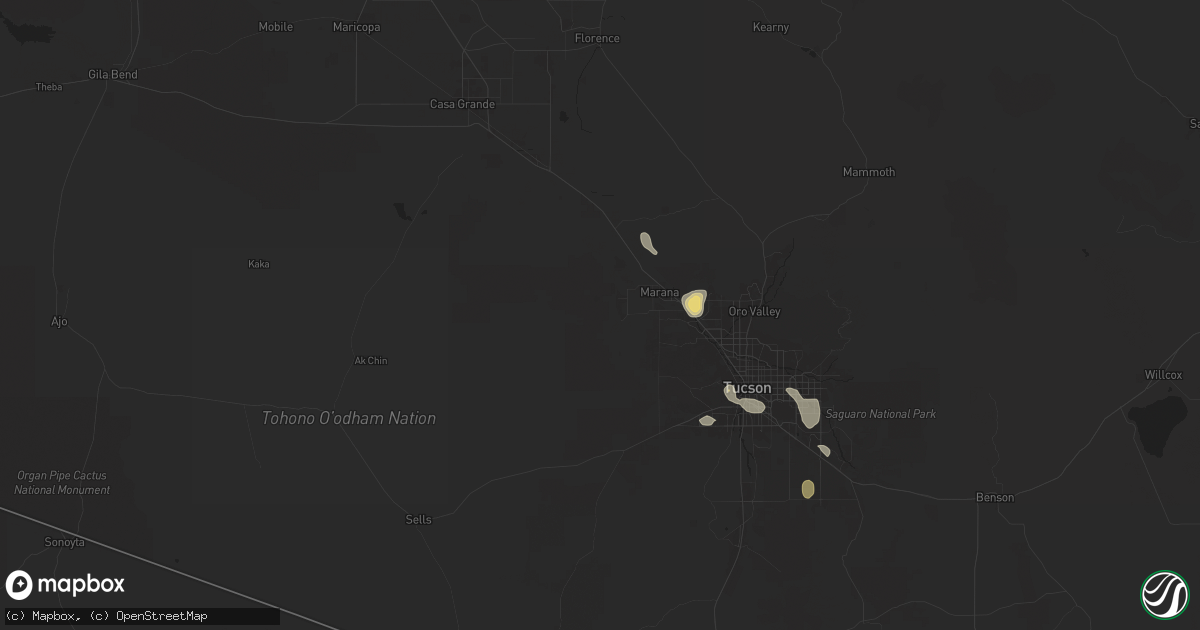 Hail map in Marana, AZ on August 8, 2024