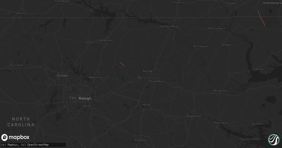 Hail map in Nashville, NC on August 8, 2024