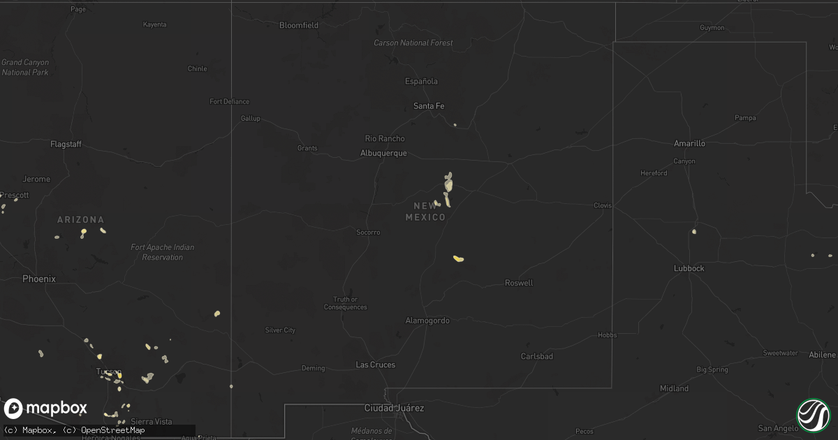 Hail map in New Mexico on August 8, 2024