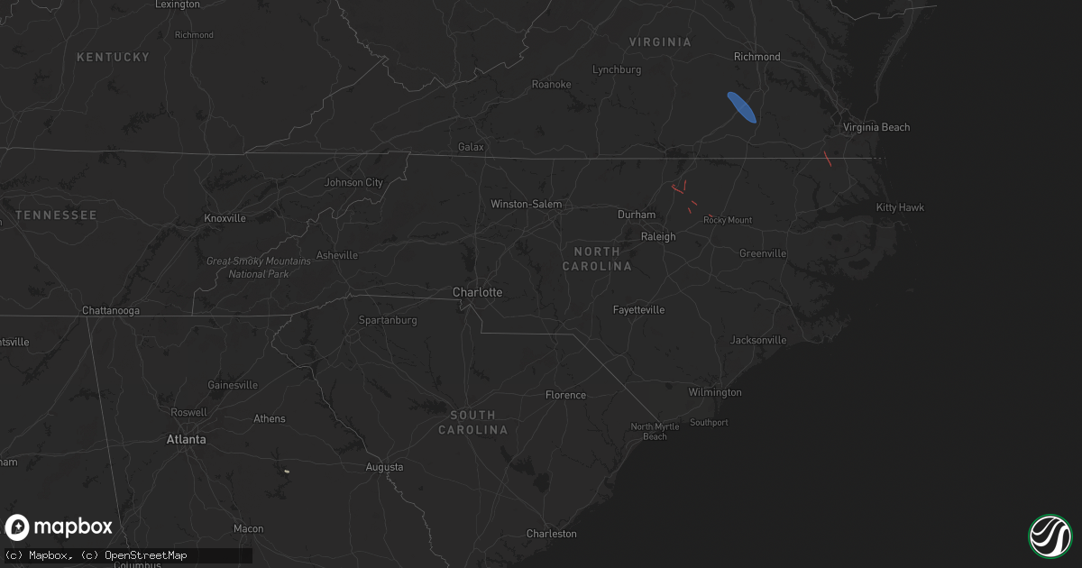 Hail map in North Carolina on August 8, 2024