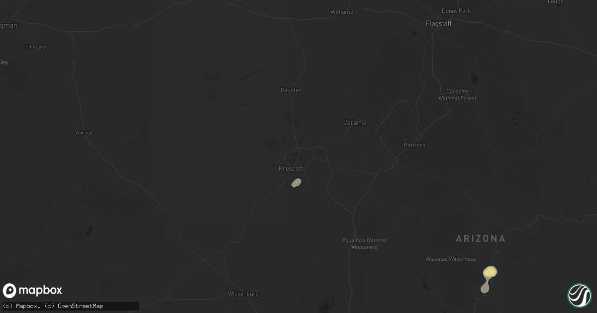 Hail map in Prescott, AZ on August 8, 2024