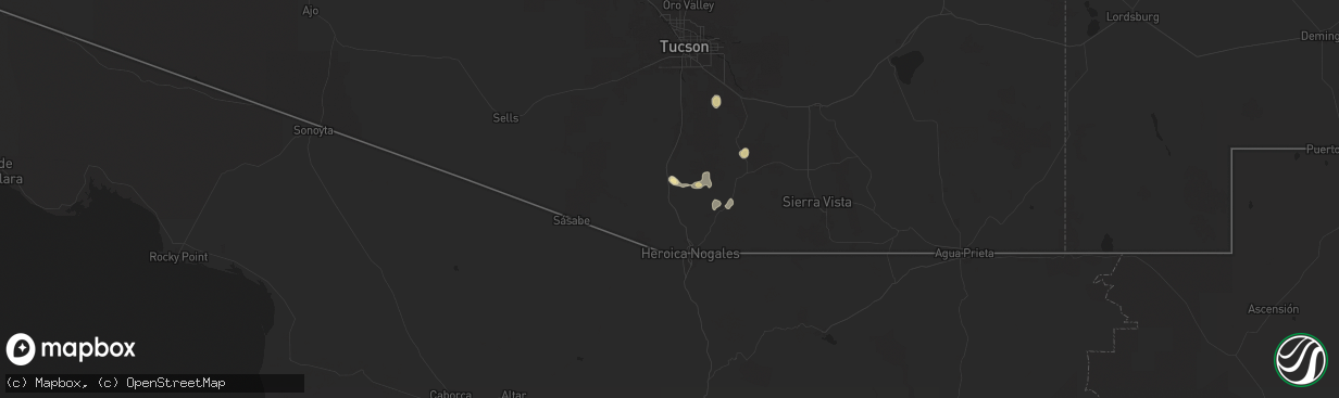 Hail map in Tumacacori, AZ on August 8, 2024