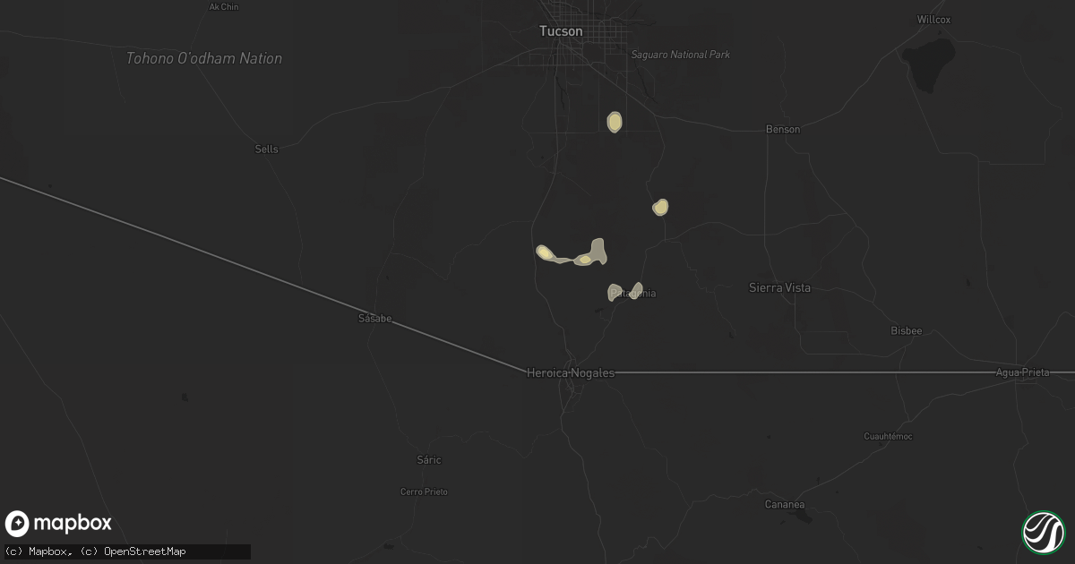 Hail map in Tumacacori, AZ on August 8, 2024