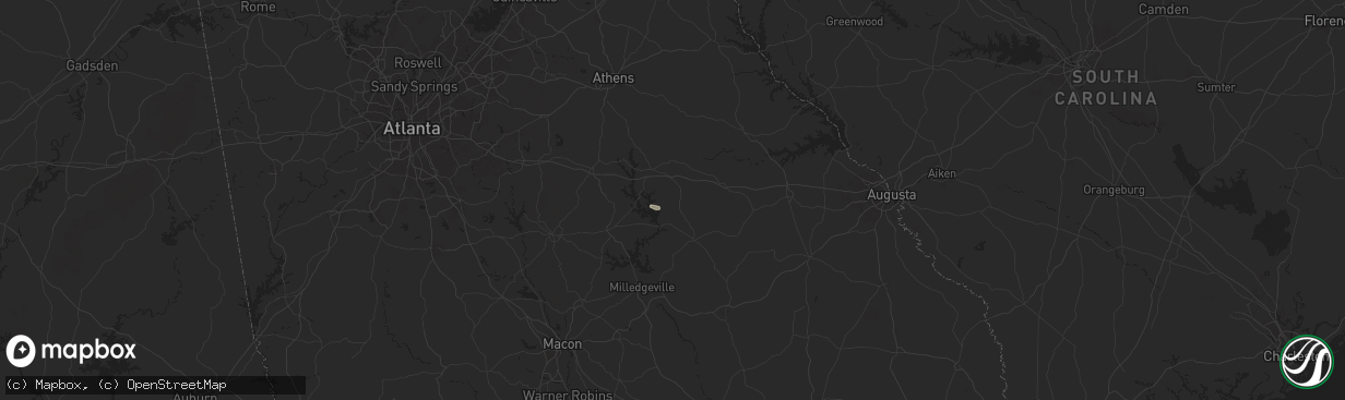 Hail map in White Plains, GA on August 8, 2024