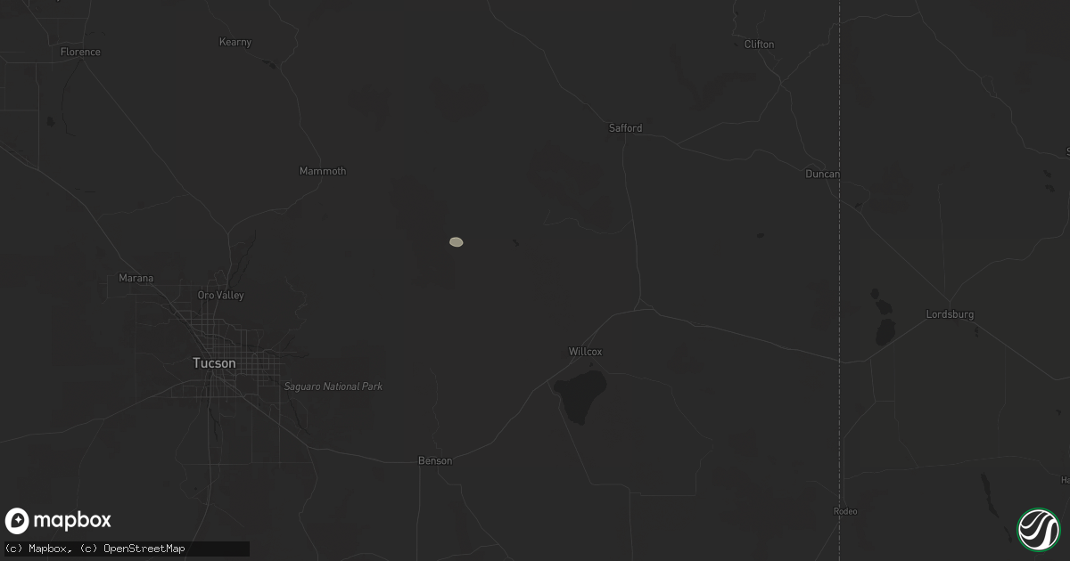 Hail map in Willcox, AZ on August 8, 2024