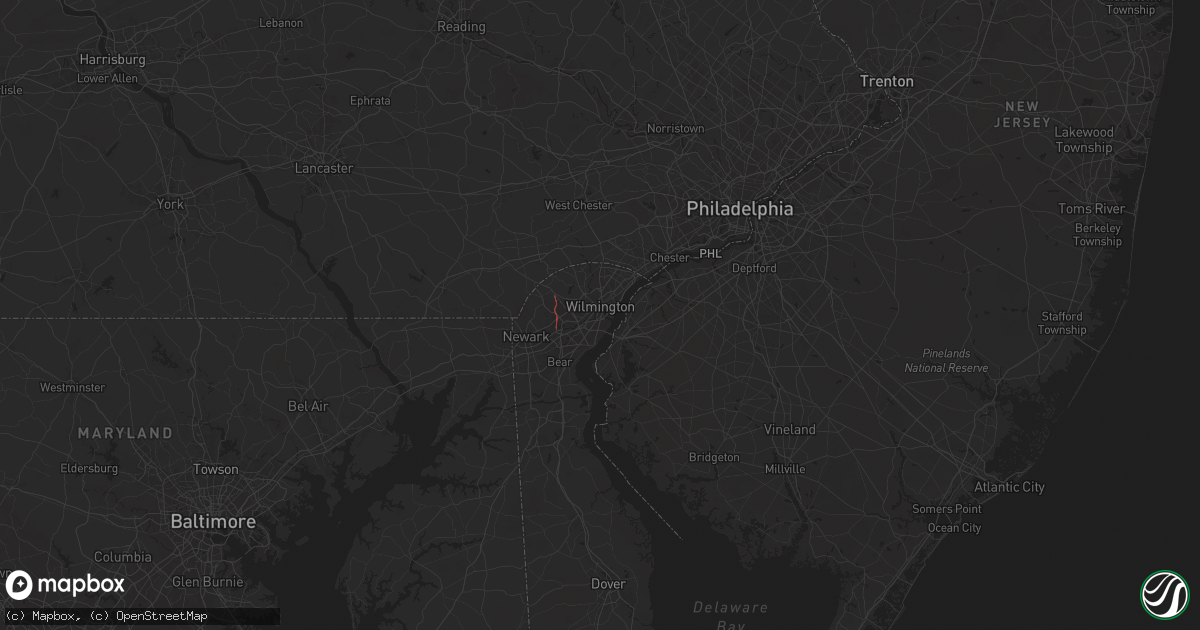 Hail map in Wilmington, DE on August 8, 2024