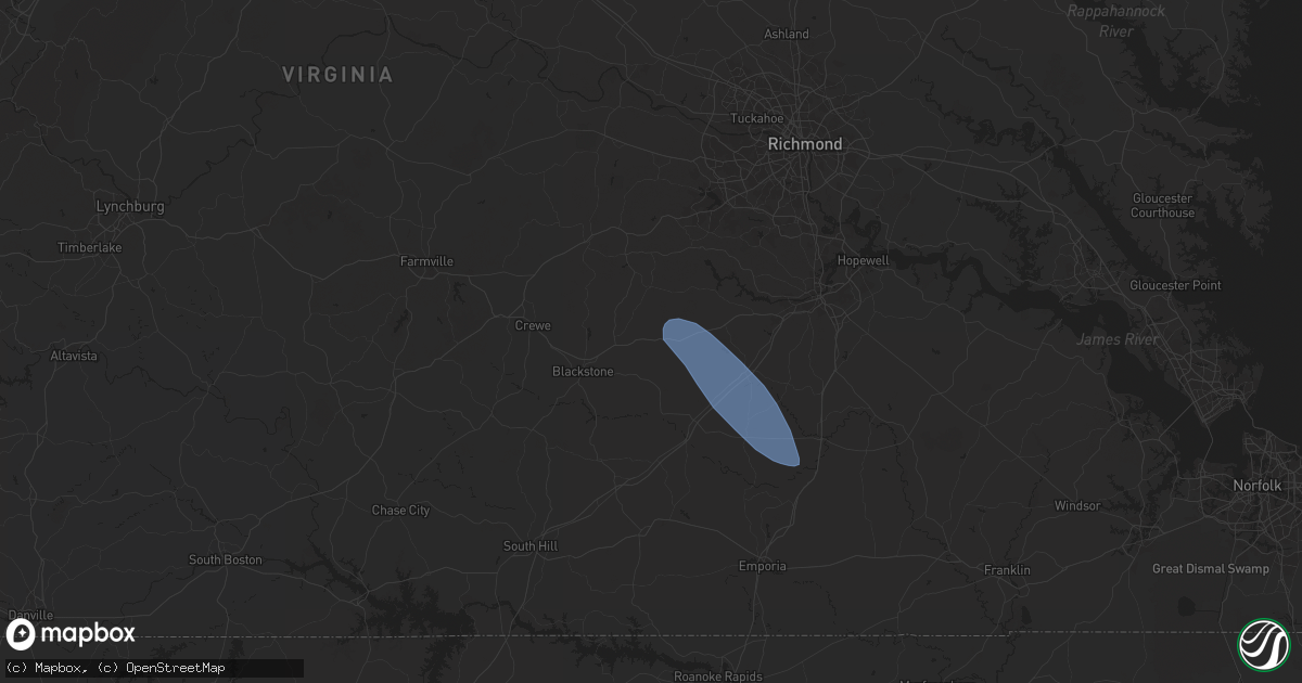 Hail map in Wilsons, VA on August 8, 2024