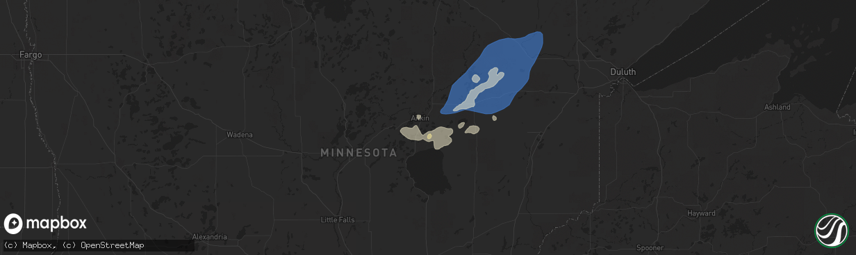 Hail map in Aitkin, MN on August 8, 2025