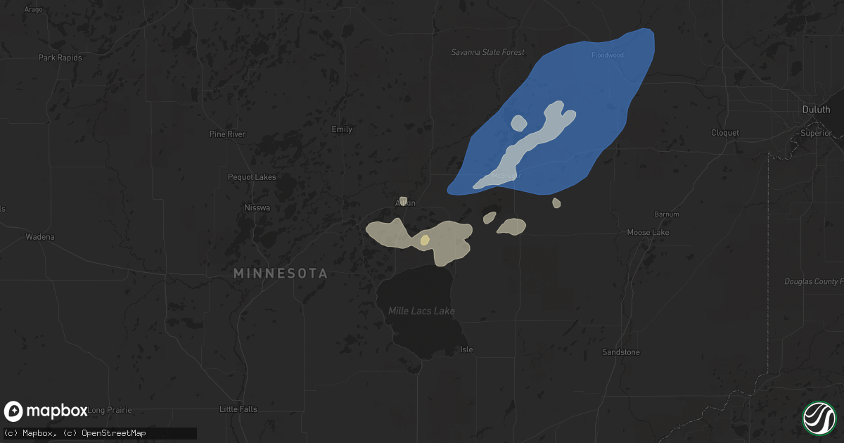 Hail map in Aitkin, MN on August 8, 2025