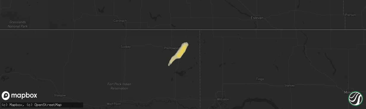 Hail map in Antelope, MT on August 8, 2025