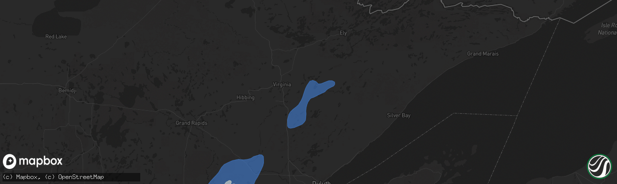 Hail map in Aurora, MN on August 8, 2025