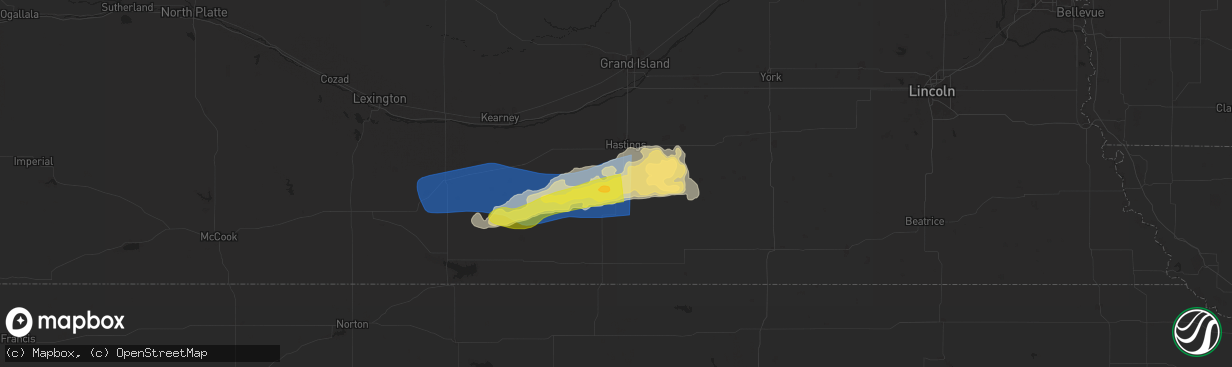 Hail map in Ayr, NE on August 8, 2025