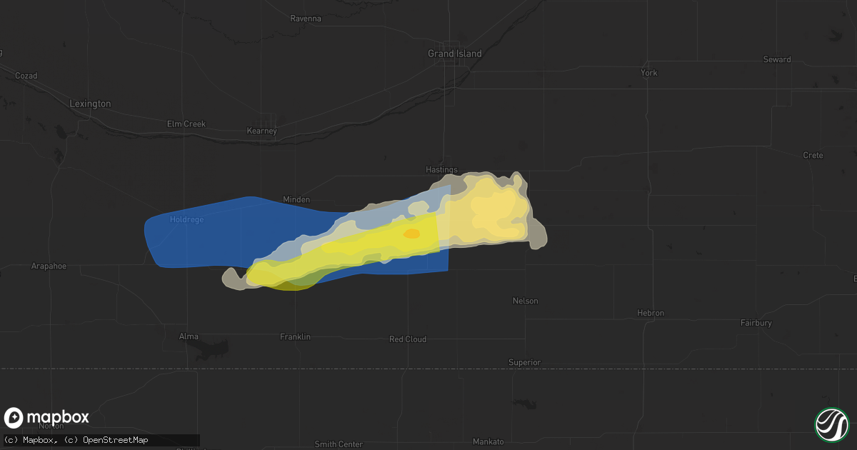 Hail map in Ayr, NE on August 8, 2025