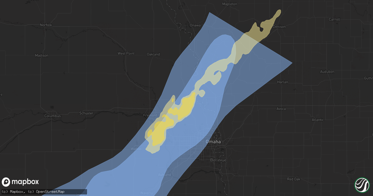 Hail map in Blair, NE on August 8, 2025