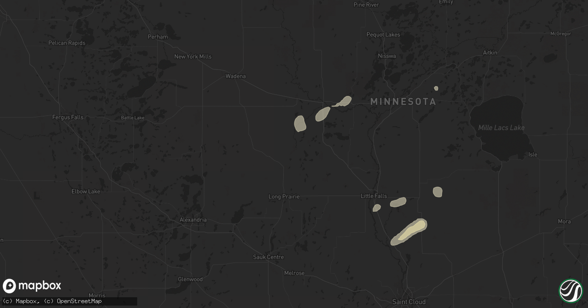 Hail map in Browerville, MN on August 8, 2025