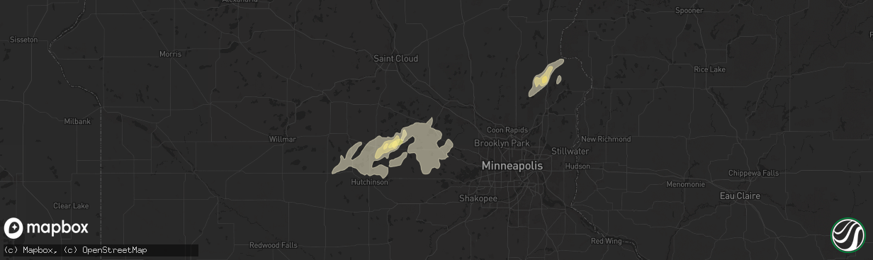 Hail map in Buffalo, MN on August 8, 2025