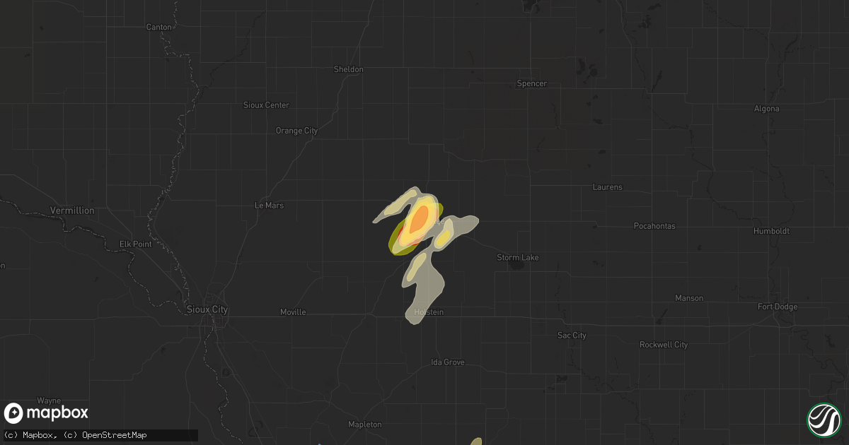 Hail map in Cherokee, IA on August 8, 2025