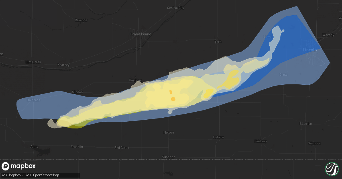 Hail map in Clay Center, NE on August 8, 2025