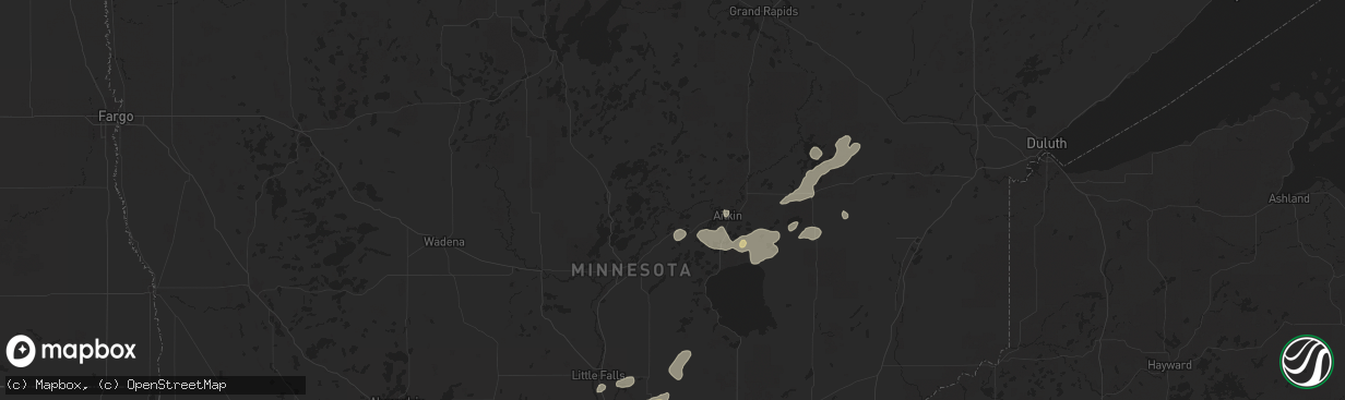 Hail map in Crosby, MN on August 8, 2025