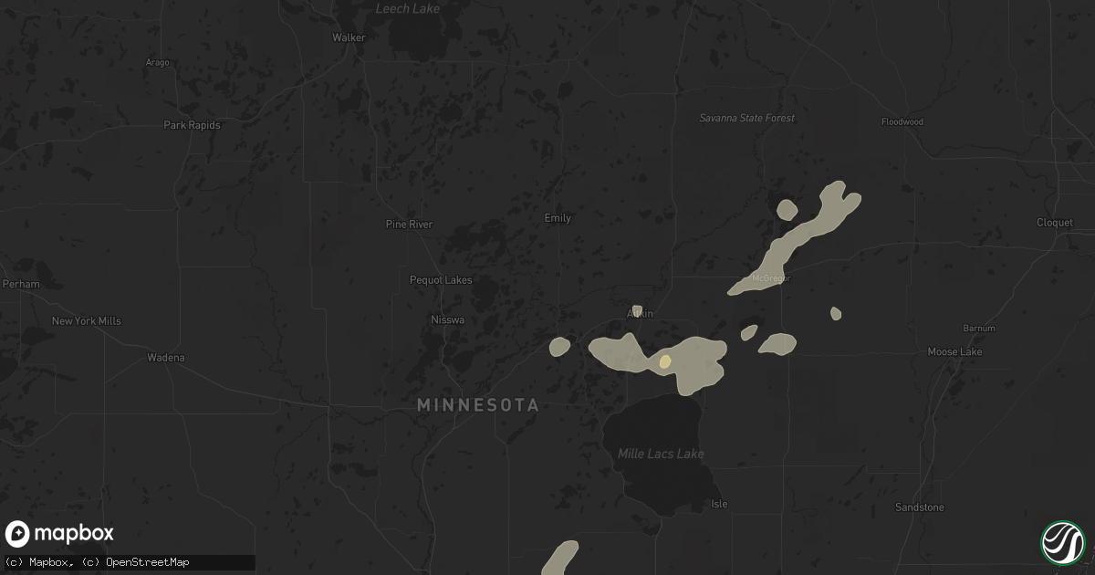 Hail map in Crosby, MN on August 8, 2025