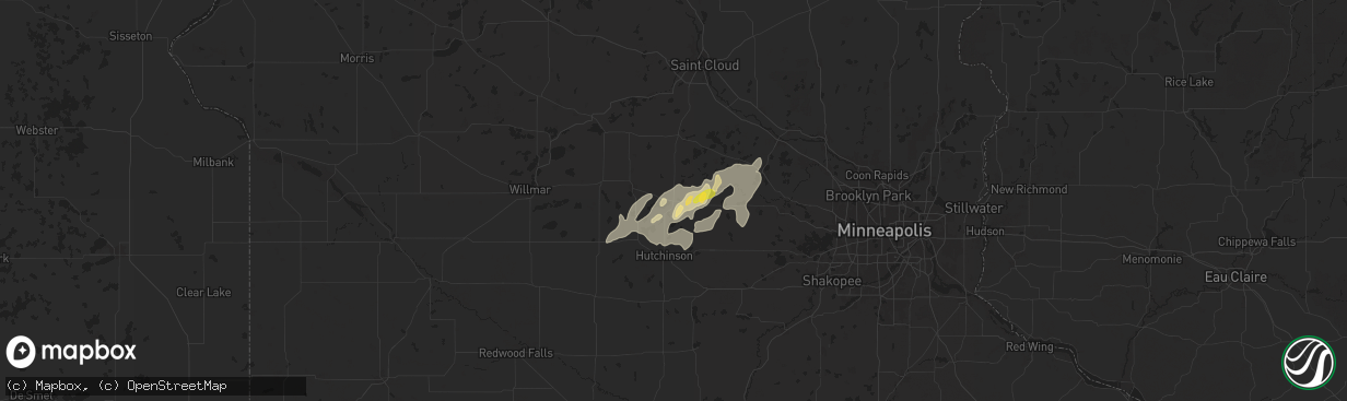 Hail map in Dassel, MN on August 8, 2025