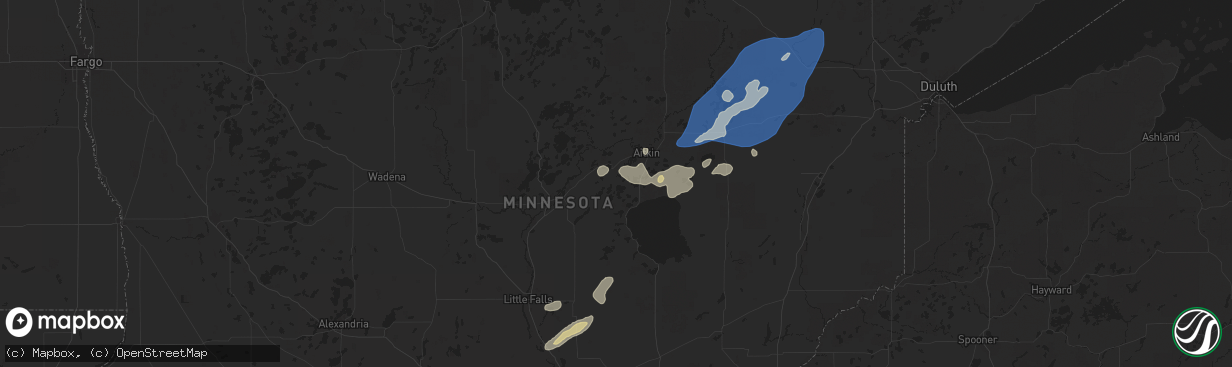 Hail map in Deerwood, MN on August 8, 2025