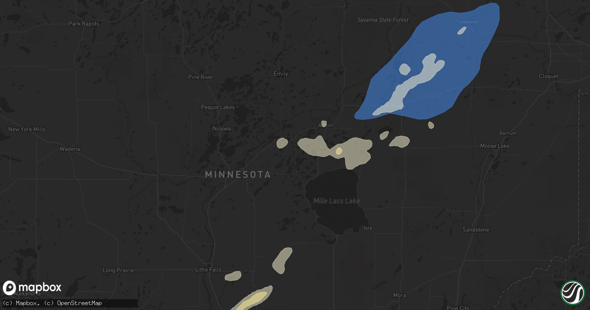 Hail map in Deerwood, MN on August 8, 2025