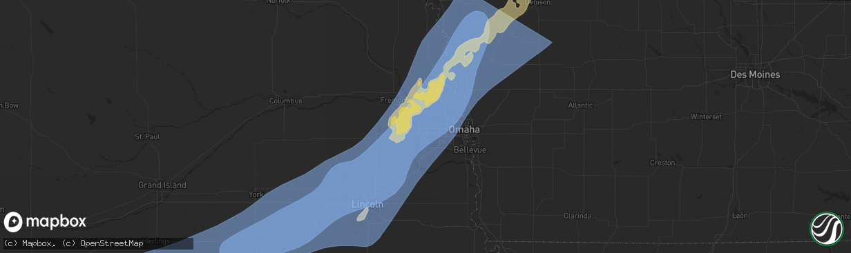 Hail map in Elkhorn, NE on August 8, 2025