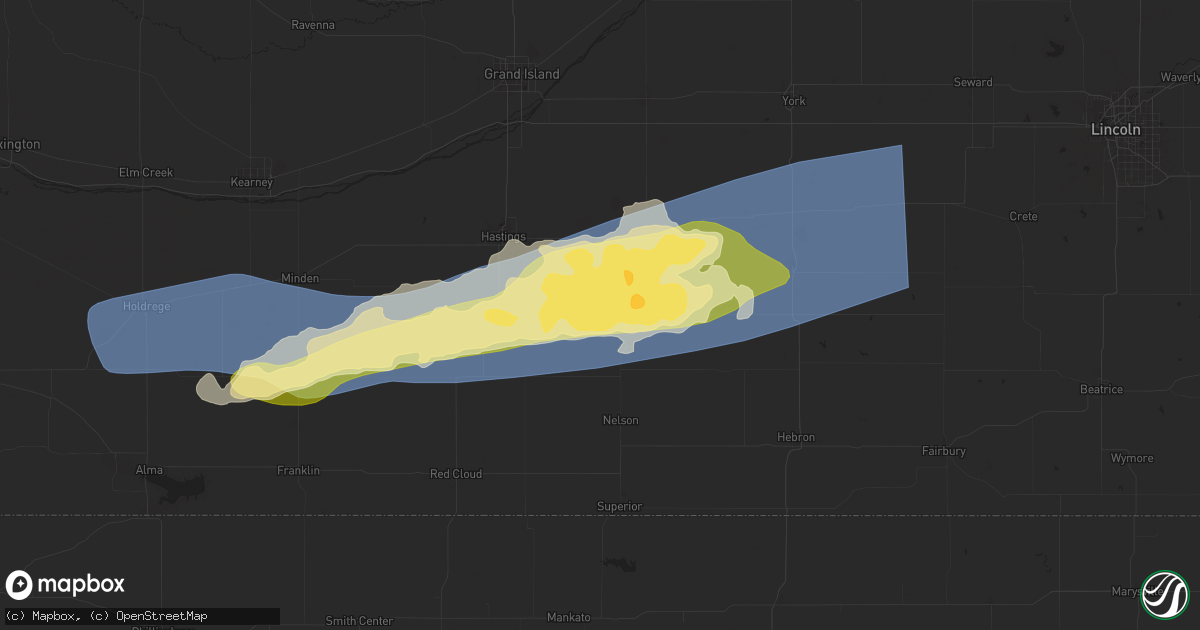 Hail map in Fairfield, NE on August 8, 2025