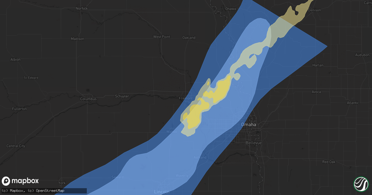 Hail map in Fremont, NE on August 8, 2025