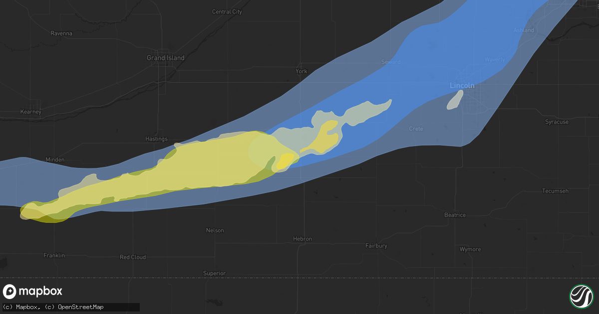 Hail map in Geneva, NE on August 8, 2025