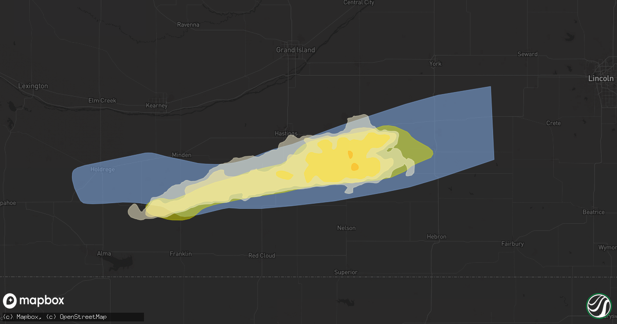 Hail map in Glenvil, NE on August 8, 2025