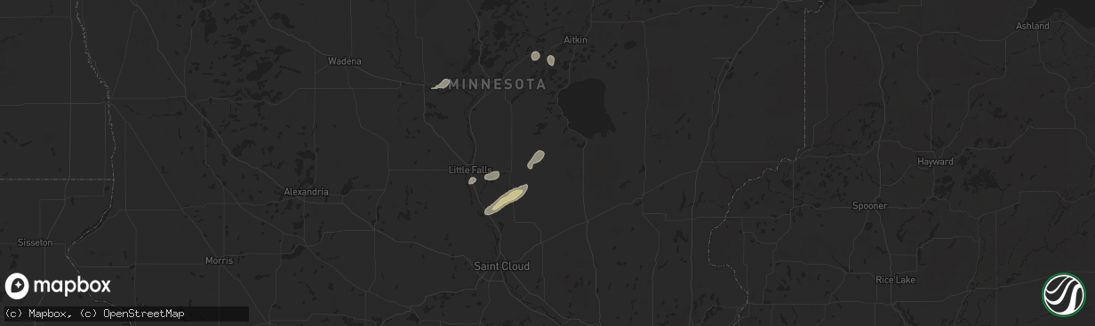 Hail map in Hillman, MN on August 8, 2025