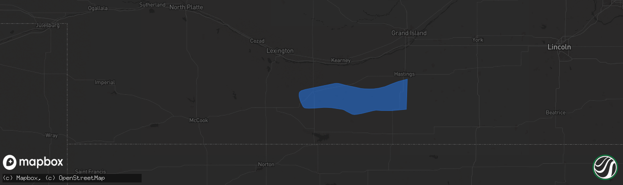 Hail map in Holdrege, NE on August 8, 2025