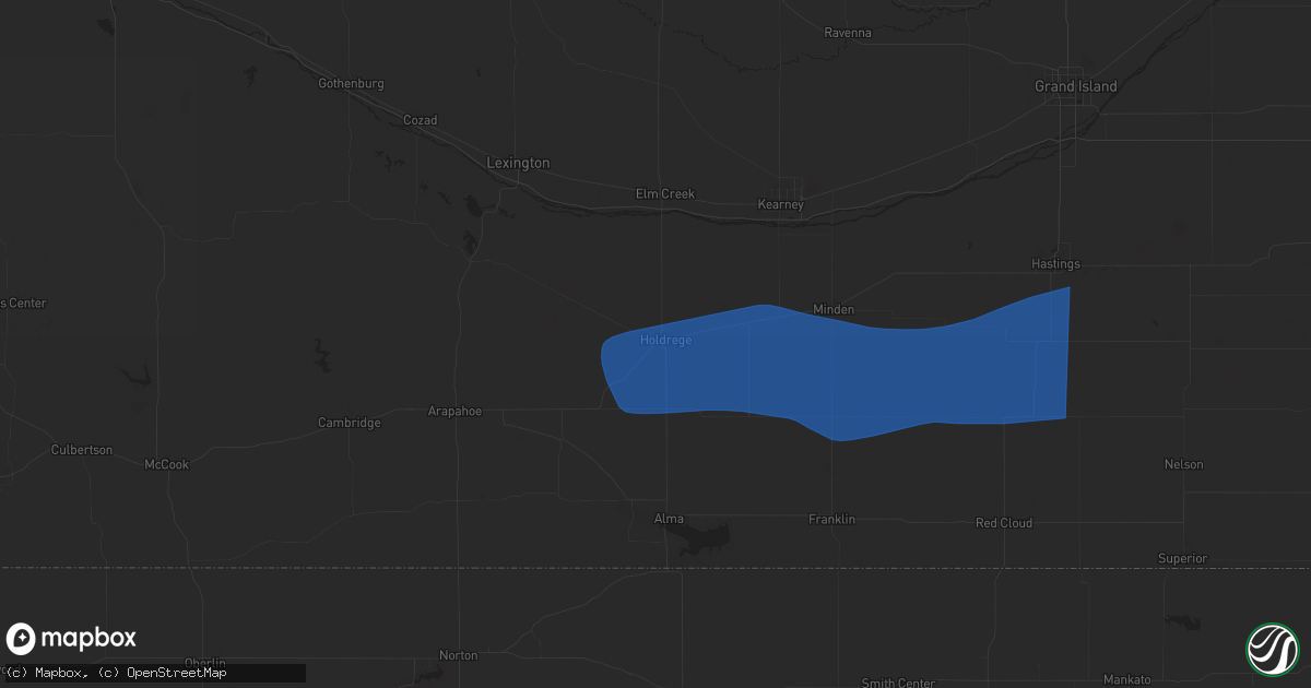 Hail map in Holdrege, NE on August 8, 2025