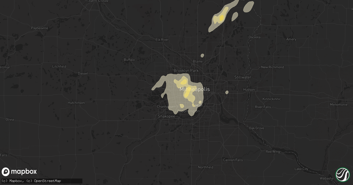 Hail map in Hopkins, MN on August 8, 2025