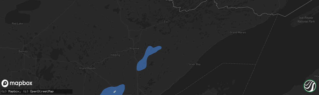 Hail map in Hoyt Lakes, MN on August 8, 2025