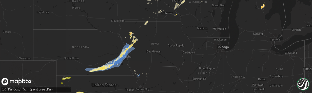 Hail map in Iowa on August 8, 2025