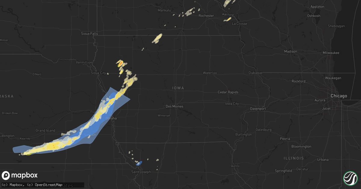 Hail map in Iowa on August 8, 2025