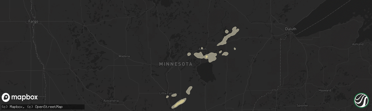 Hail map in Ironton, MN on August 8, 2025